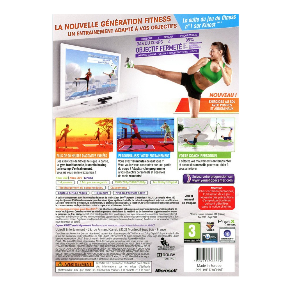Trader Games - YOUR SHAPE FITNESS EVOLVED 2012 (KINECT)XBOX 360 PAL-FR  OCCASION on Xbox 360