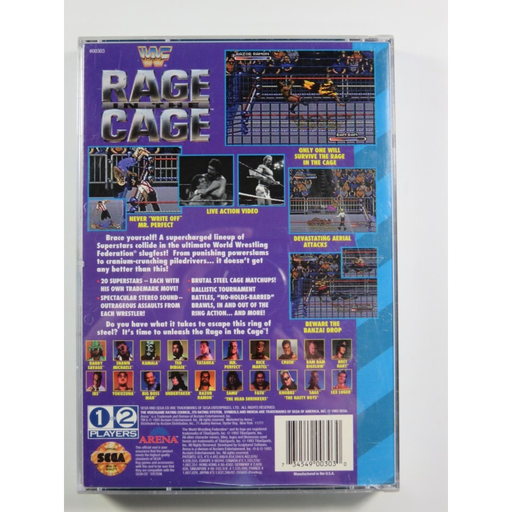 WWF RAGE IN THE CAGE SEGA-CD NTSC-USA (COMPLETE - GOOD CONDITION) ARENA CATCH