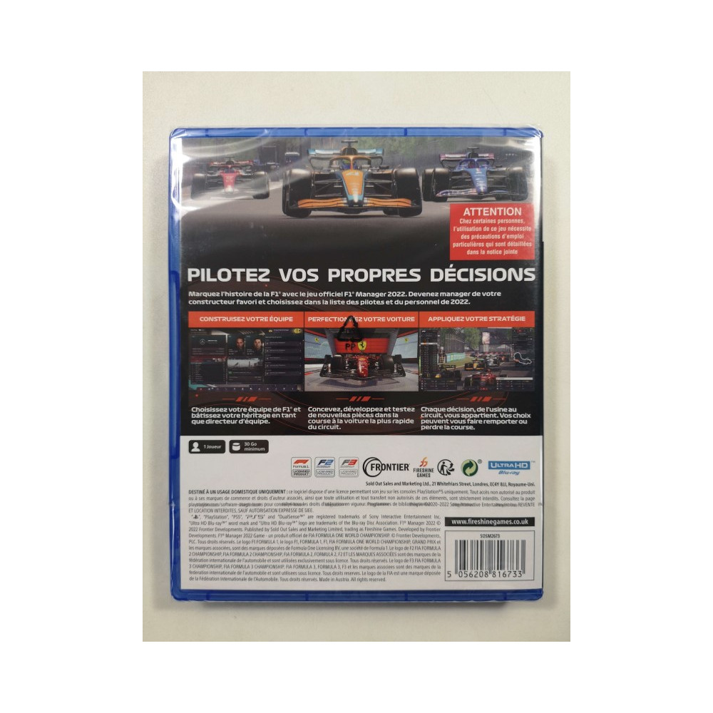 F1 MANAGER 22 PS5 FR NEW (EN/FR/DE/IT/ES/PT)