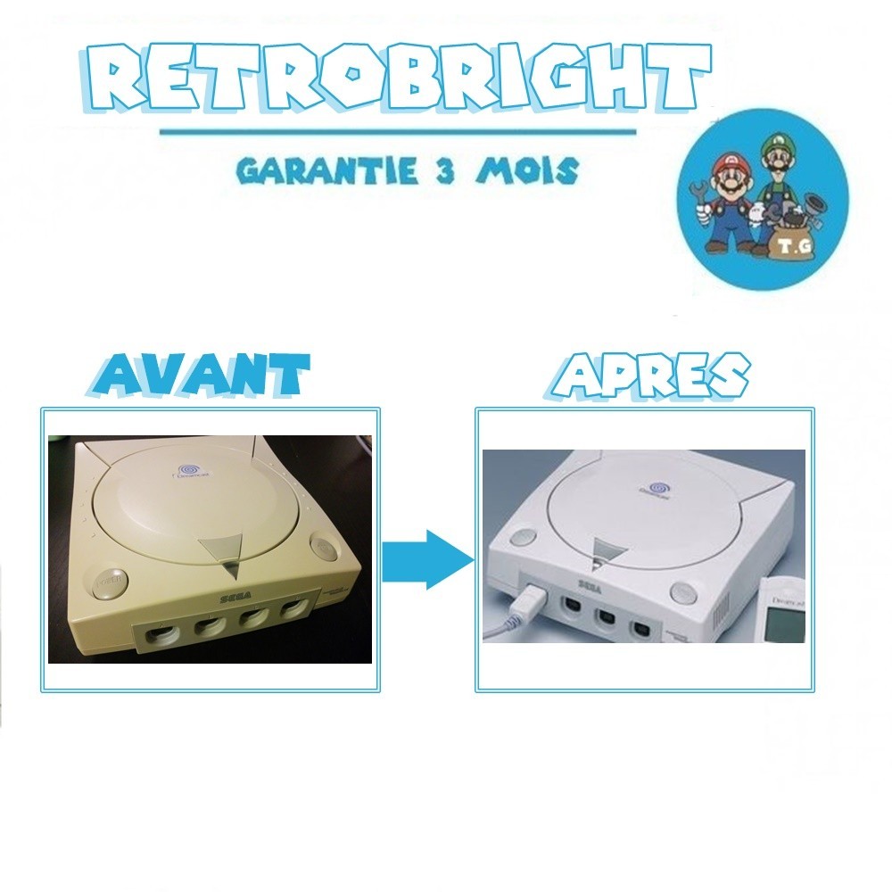 Forfait RetroBright Dreamcast - Blanchiment Modding Modification Upgrade Dézonage - Sega